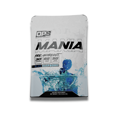 Mania Pre Workout Blue Raspberry - 30 Servings - One Percent Supplements